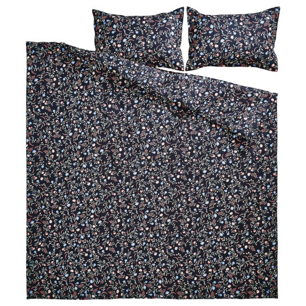 Floral Cotton Pillowcase and Comforter Set